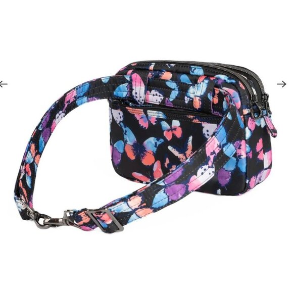 LUG Super Coupe 2 Satin Luxe Convertible Crossbody Bag NWT Watercolor Butterfly - Picture 8 of 9